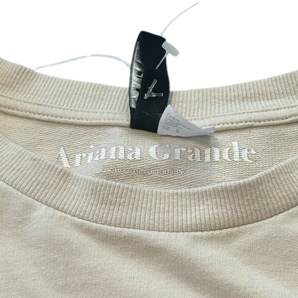 H&M Ariana Grande 7 Rings Graphic Pullover Sweatshirt Beige Tan Small Crewneck - Picture 9 of 10